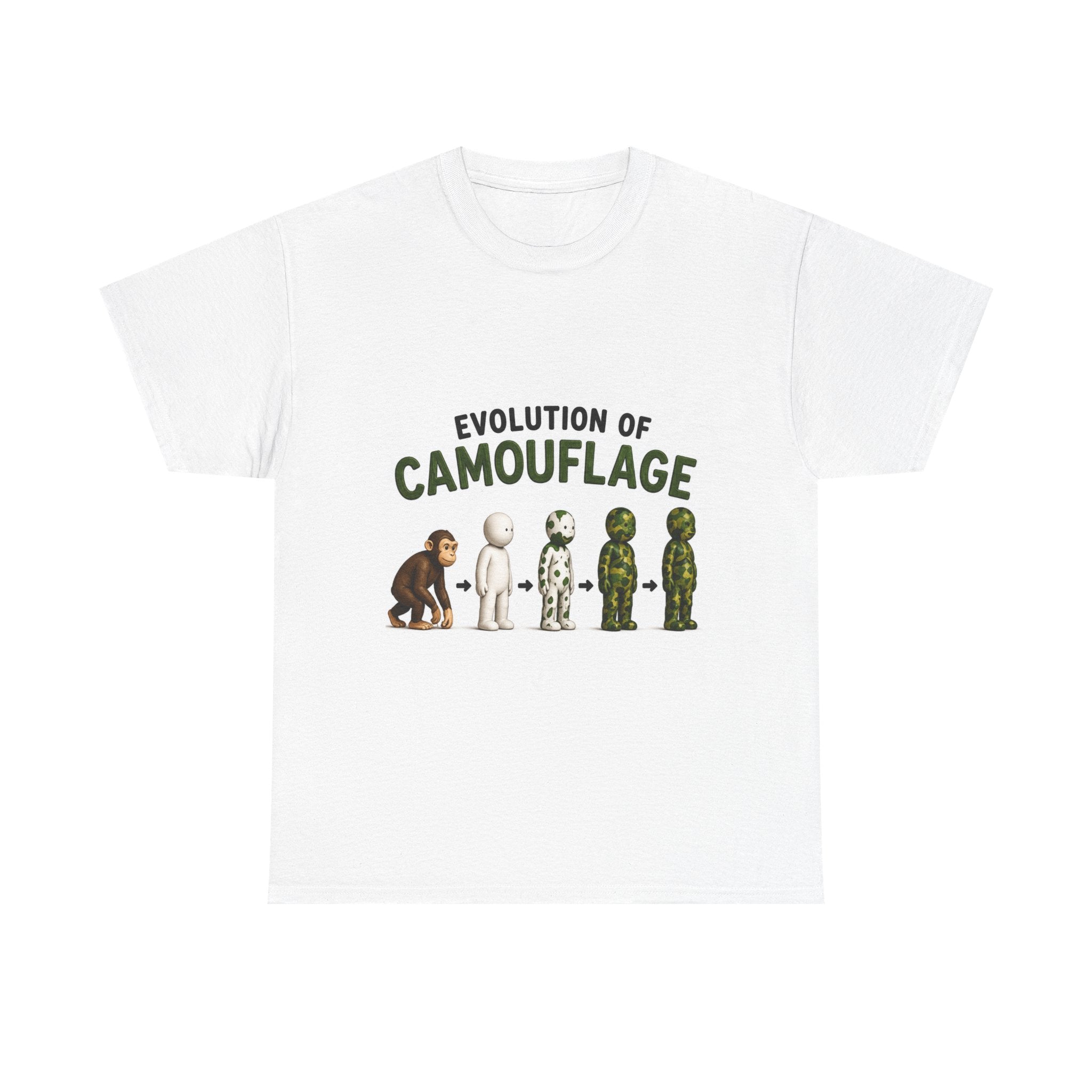 T-Shirt — Evolution of Camouflage Graphic Tee (Military Hunting Humor)