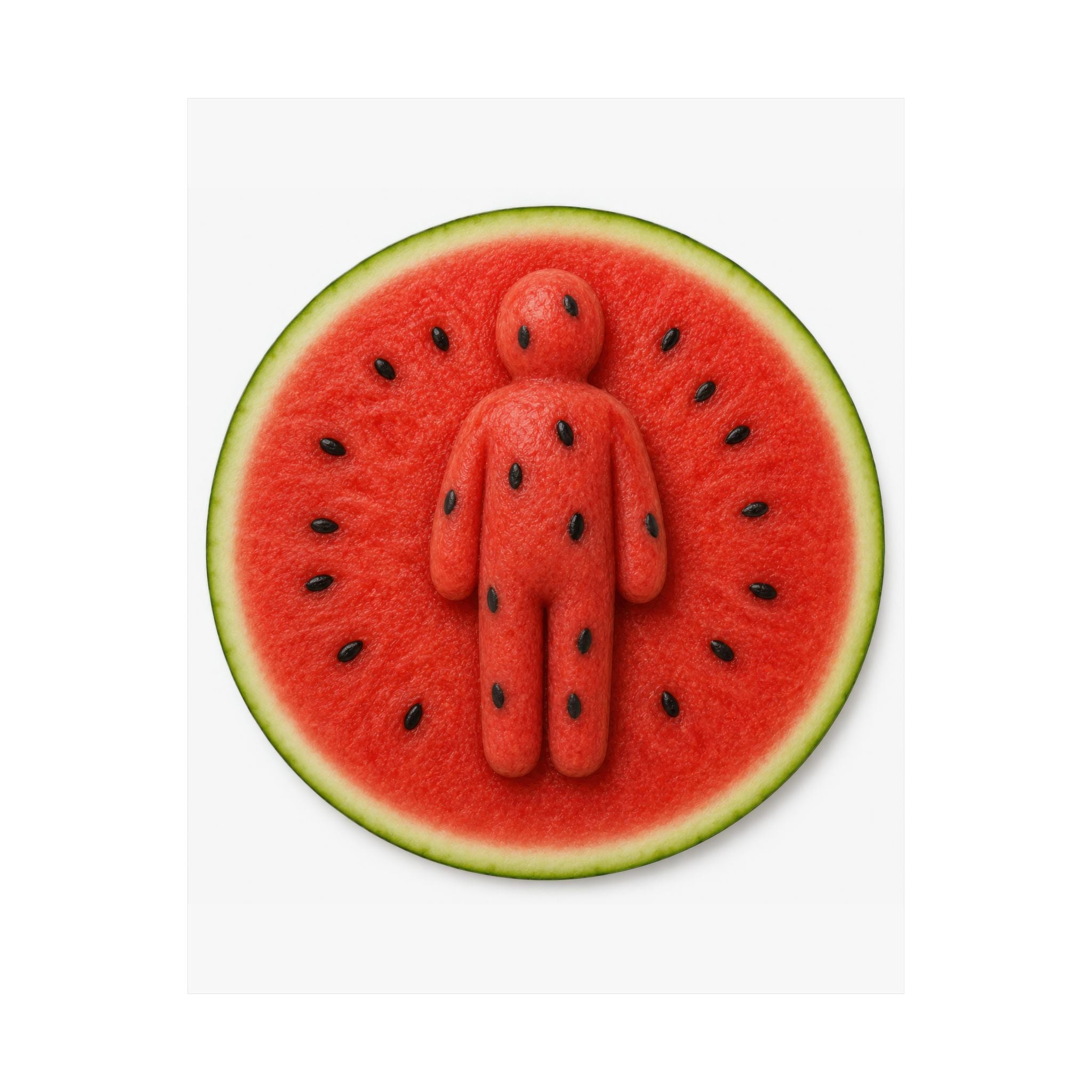Watermelon Man Poster — Surreal Fruit Art Matte Vertical Print