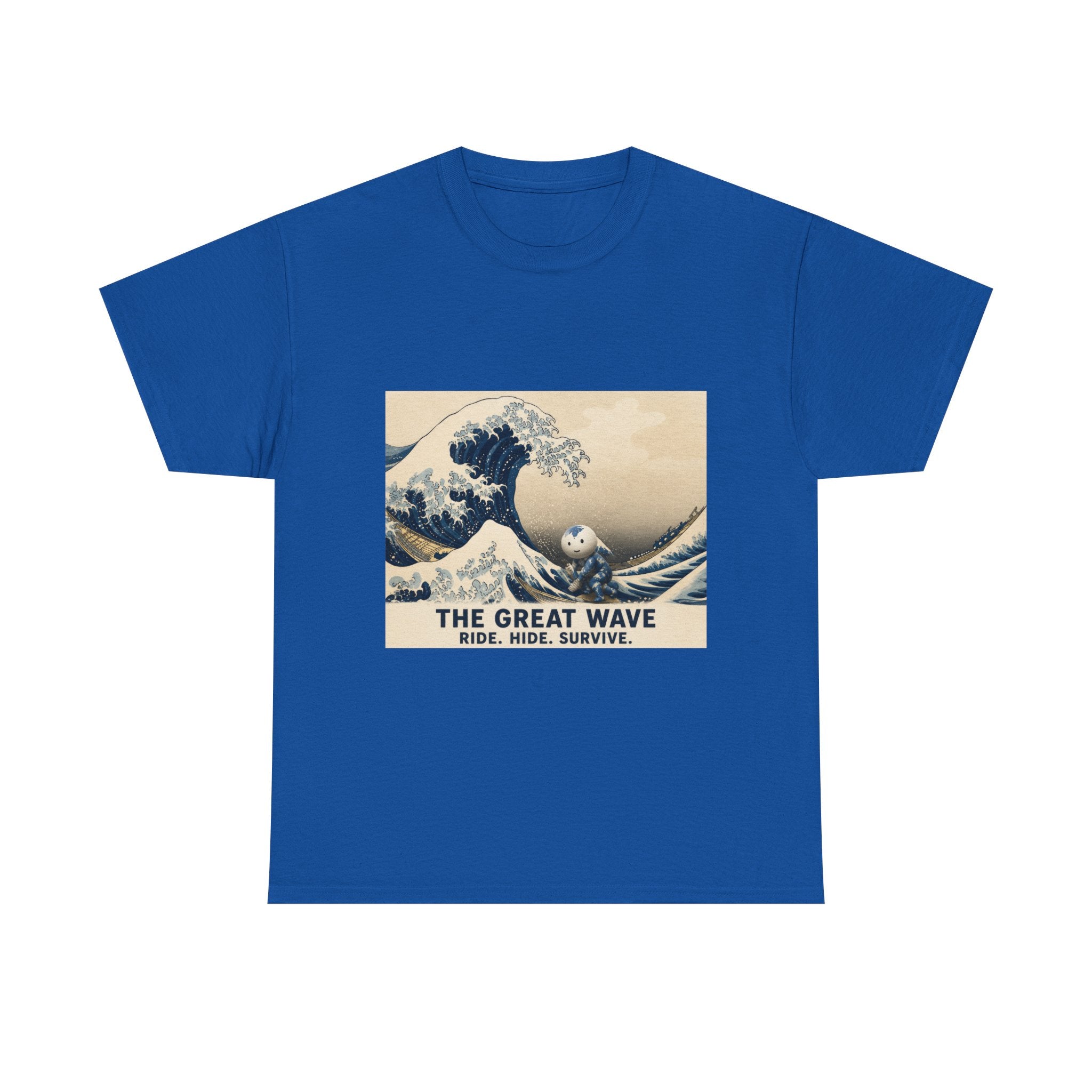 The Great Wave T-Shirt — Vintage Surf Art Tee ("RIDE. HIDE. SURVIVE.")