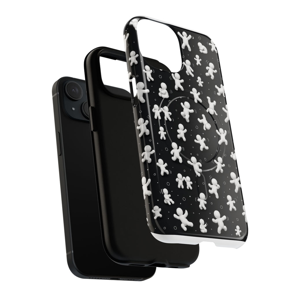 Magnetic Phone Case – Floating Gingerbread Figures on Black (Tough Magnetic)