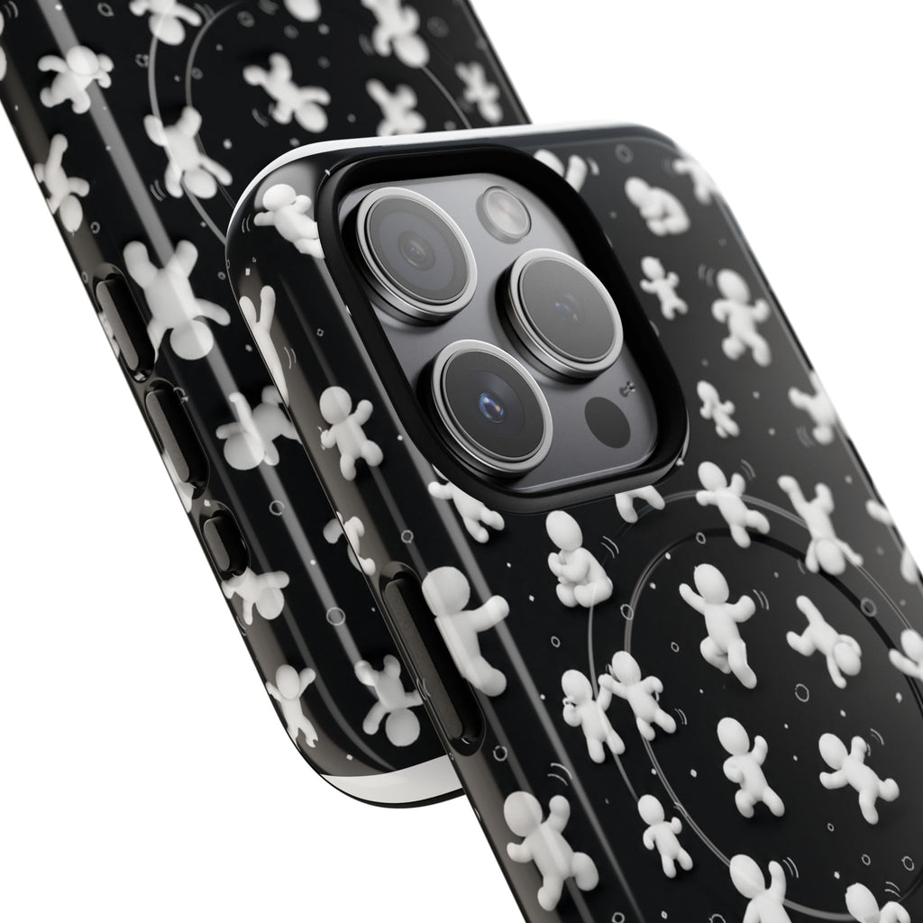 Magnetic Phone Case – Floating Gingerbread Figures on Black (Tough Magnetic)