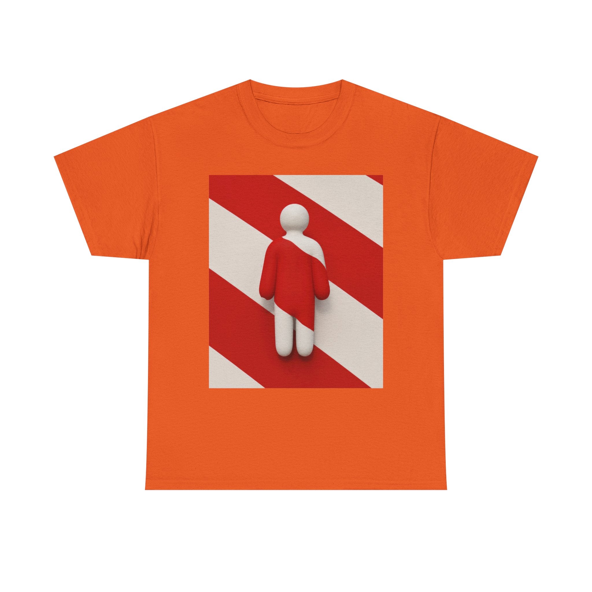 Graphic Tee — Red Striped Figure Design