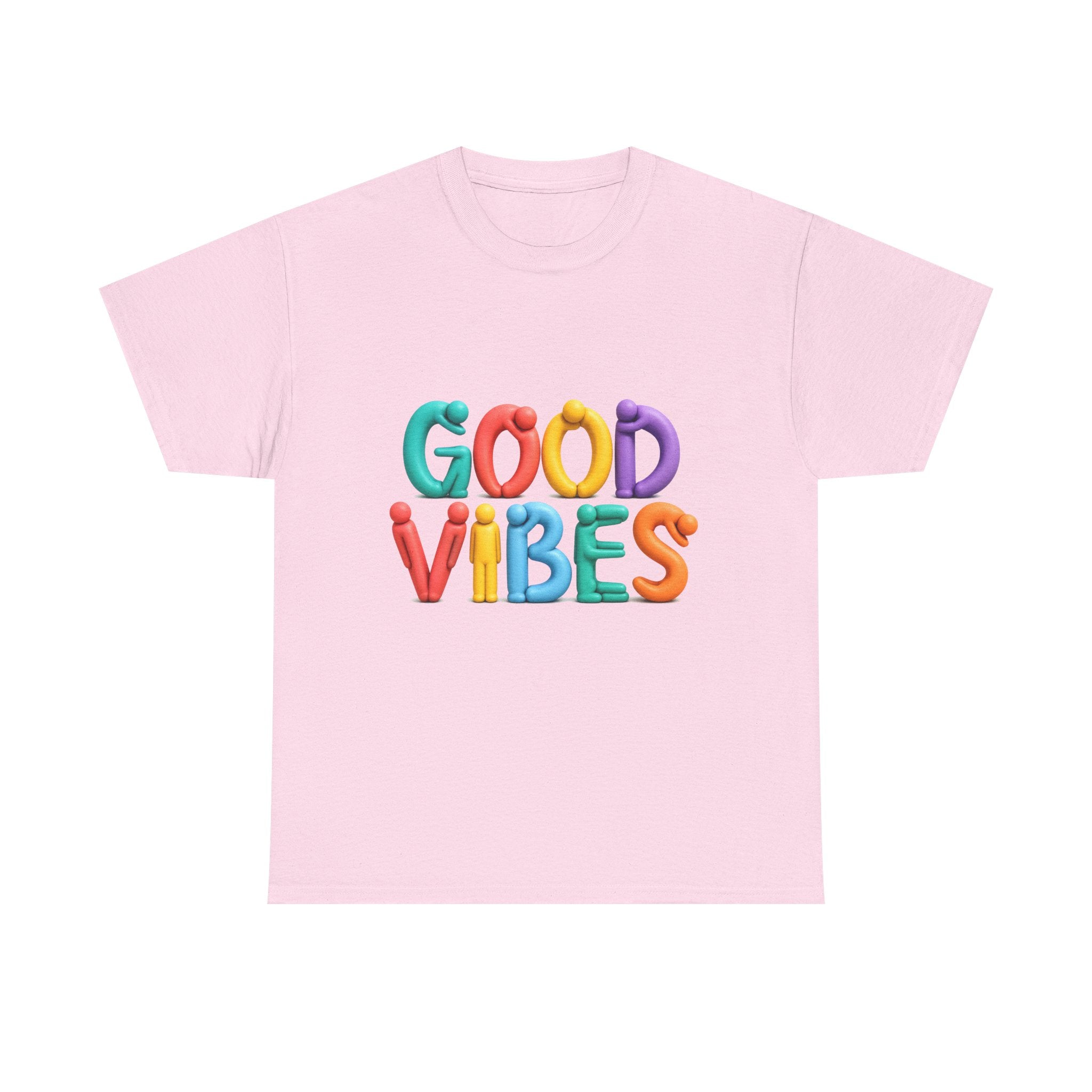 Good Vibes T-Shirt — Colorful Balloon Letter Graphic Tee