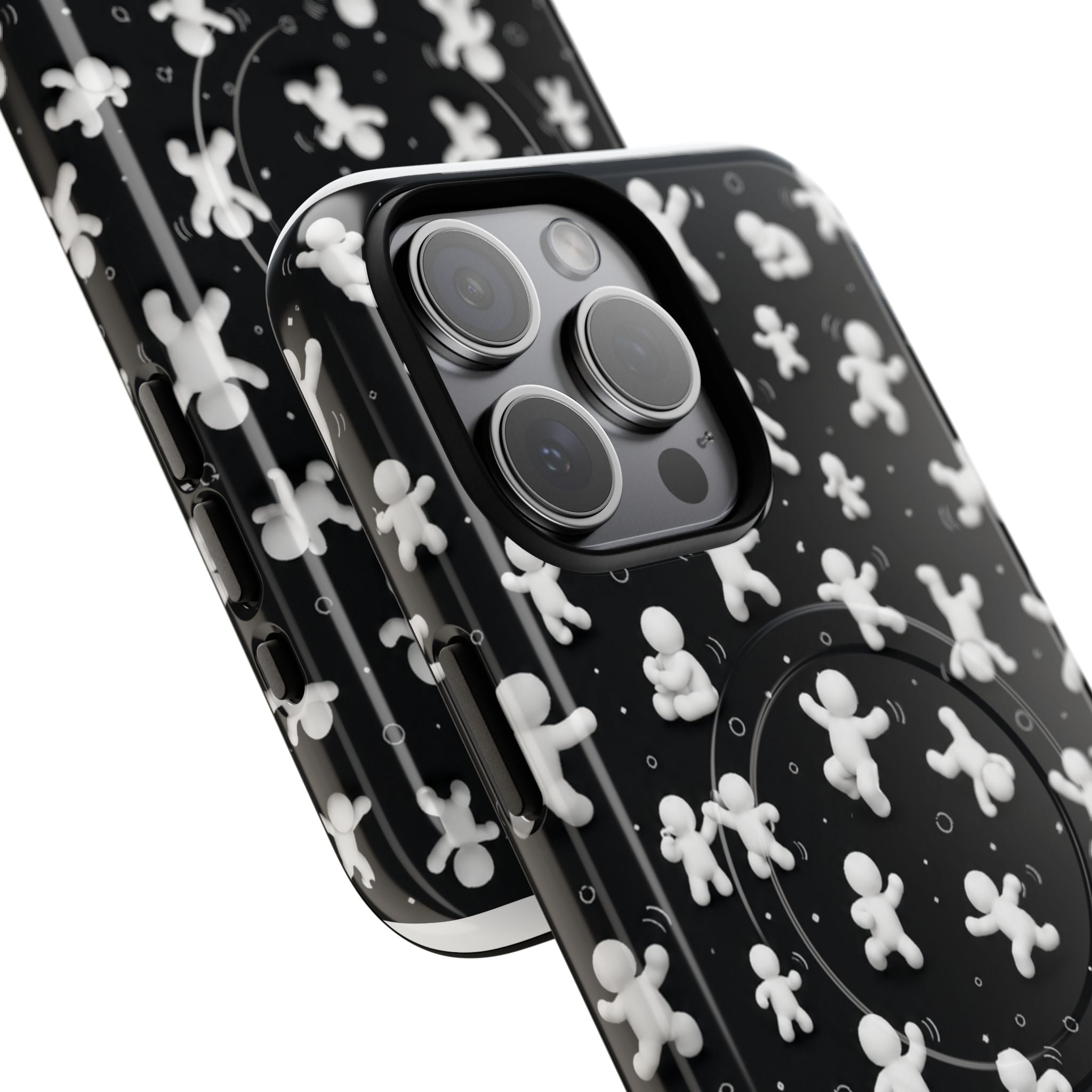 Magnetic Phone Case – Floating Gingerbread Figures on Black (Tough Magnetic)