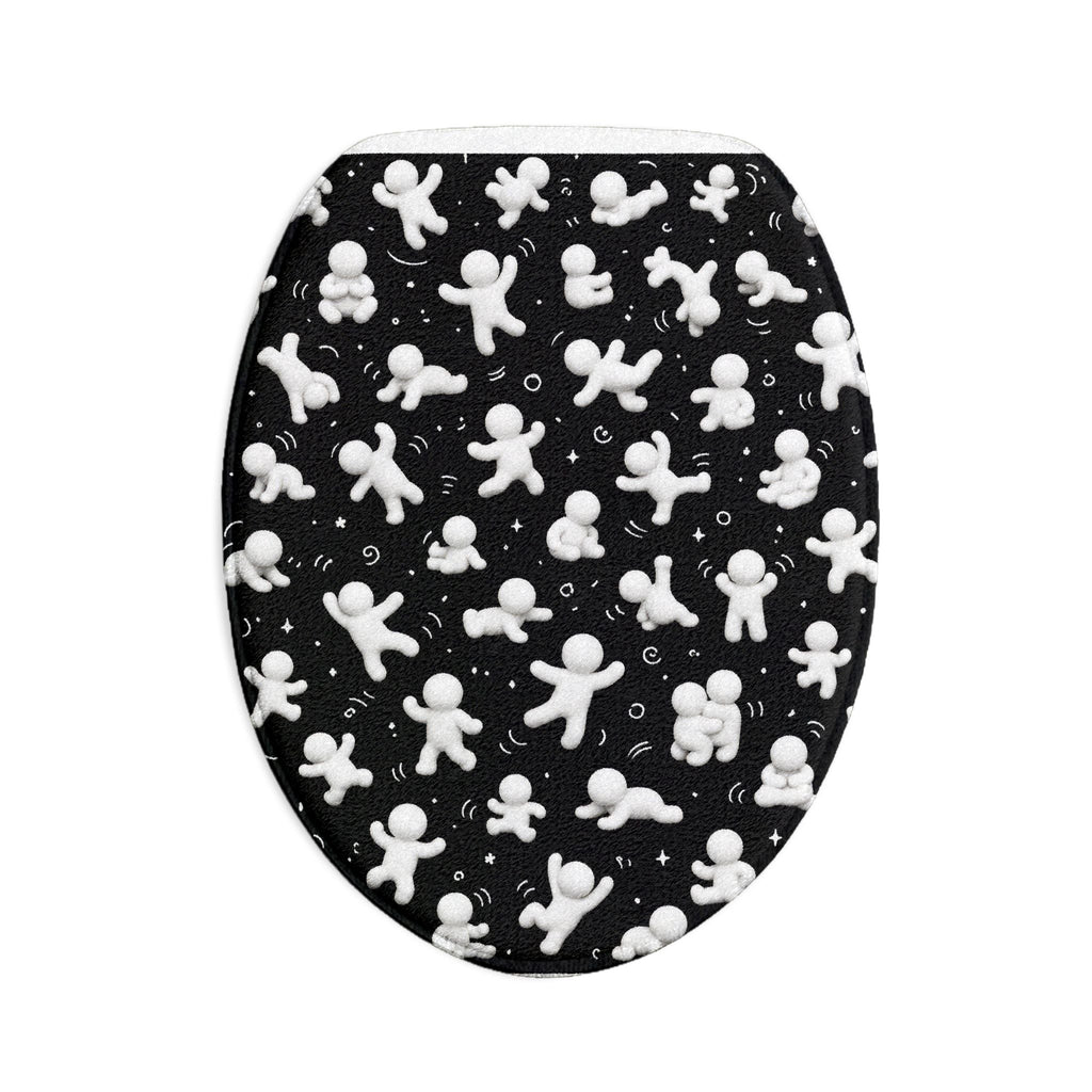 3-Piece Plush Bath Mat Set — Black Bubble People & Ocean Reef Non-Slip Bathroom Rugs