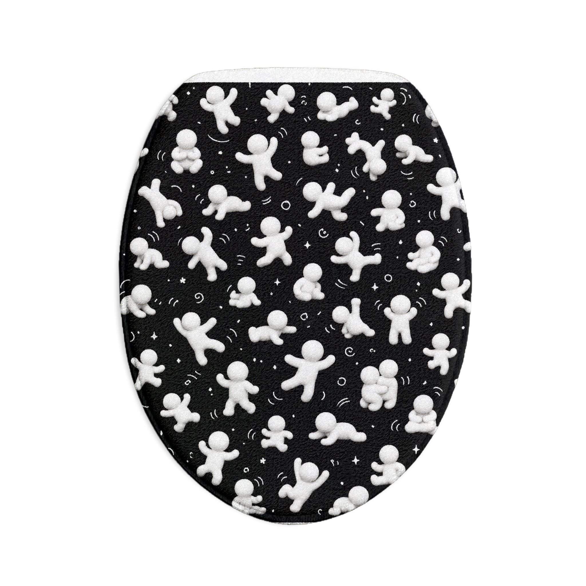 3-Piece Plush Bath Mat Set — Black Bubble People & Ocean Reef Non-Slip Bathroom Rugs