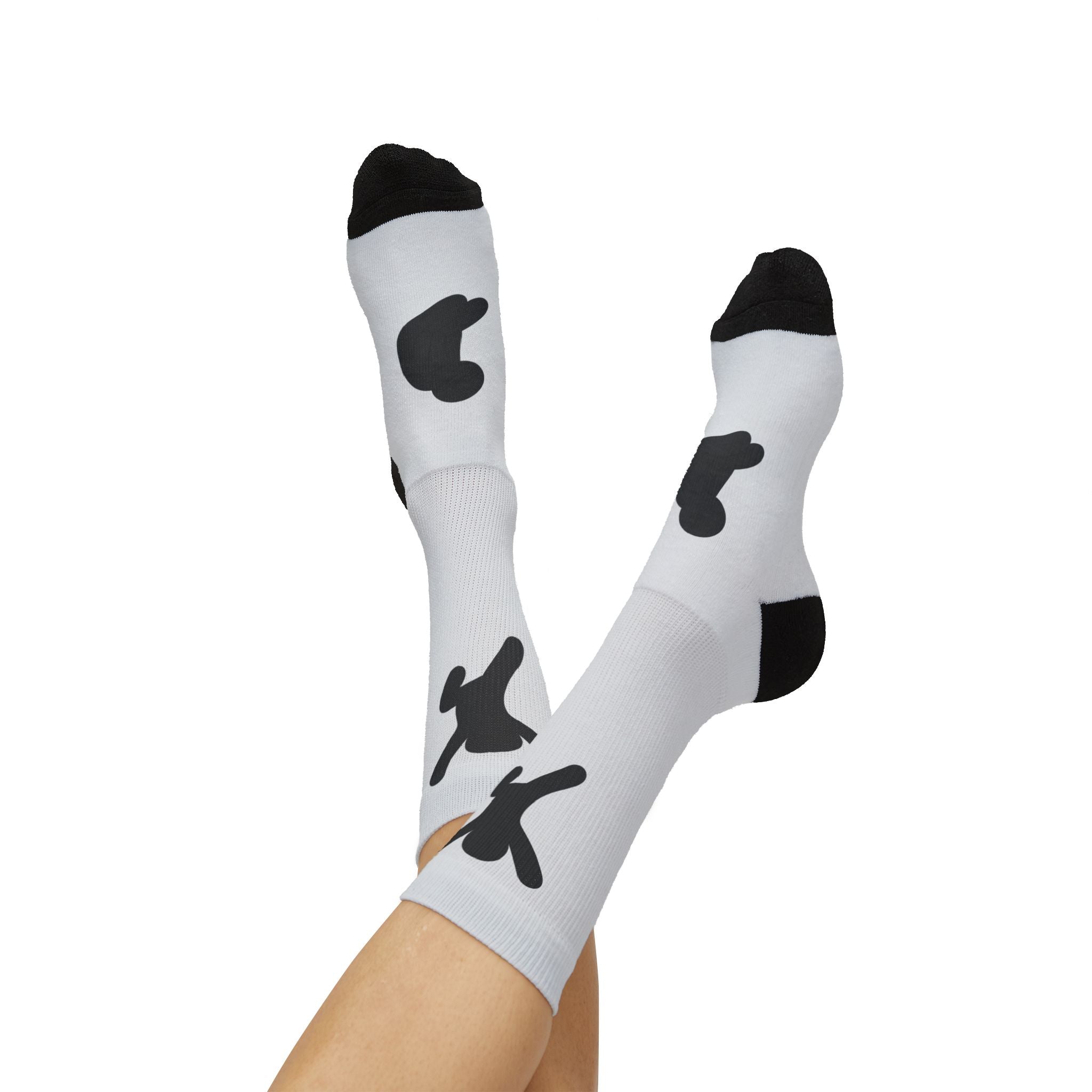 Minimalist Abstract Black Dot Sublimation Socks — Modern Graphic Crew Socks
