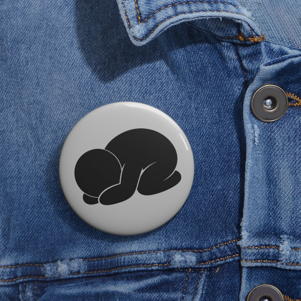 Pin Button — Minimalist Curled Figure Button Pin (Cute Abstract Silhouette)