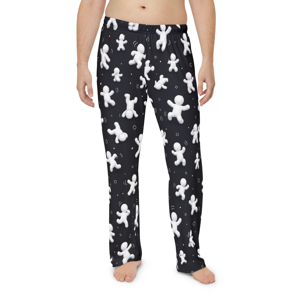 Men's Pajama Pants — Black Marshmallow Man All-Over Print Lounge Pants