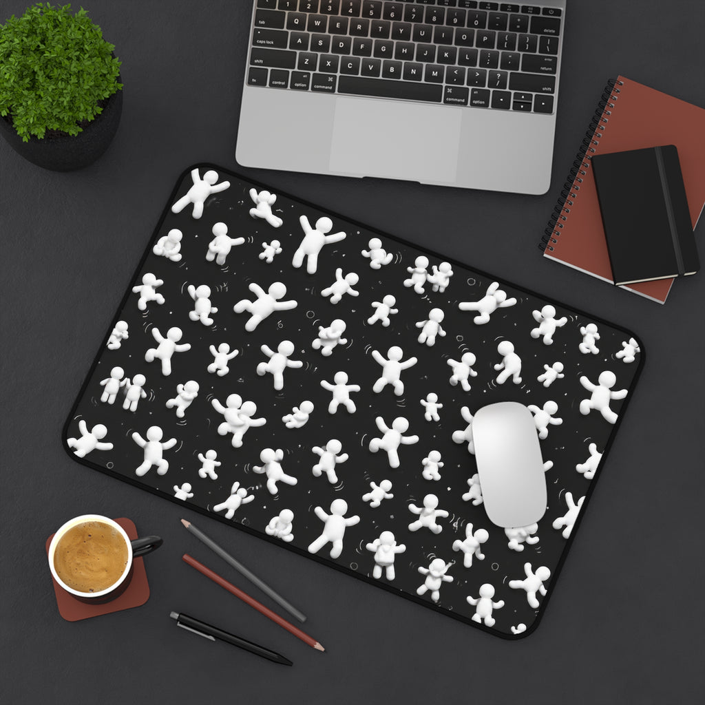 Playful Figures Black Desk Mat — Large Gaming & Office Mousepad