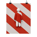 Minimalist Red Stripe Figure Matte Poster — Modern Abstract Wall Art