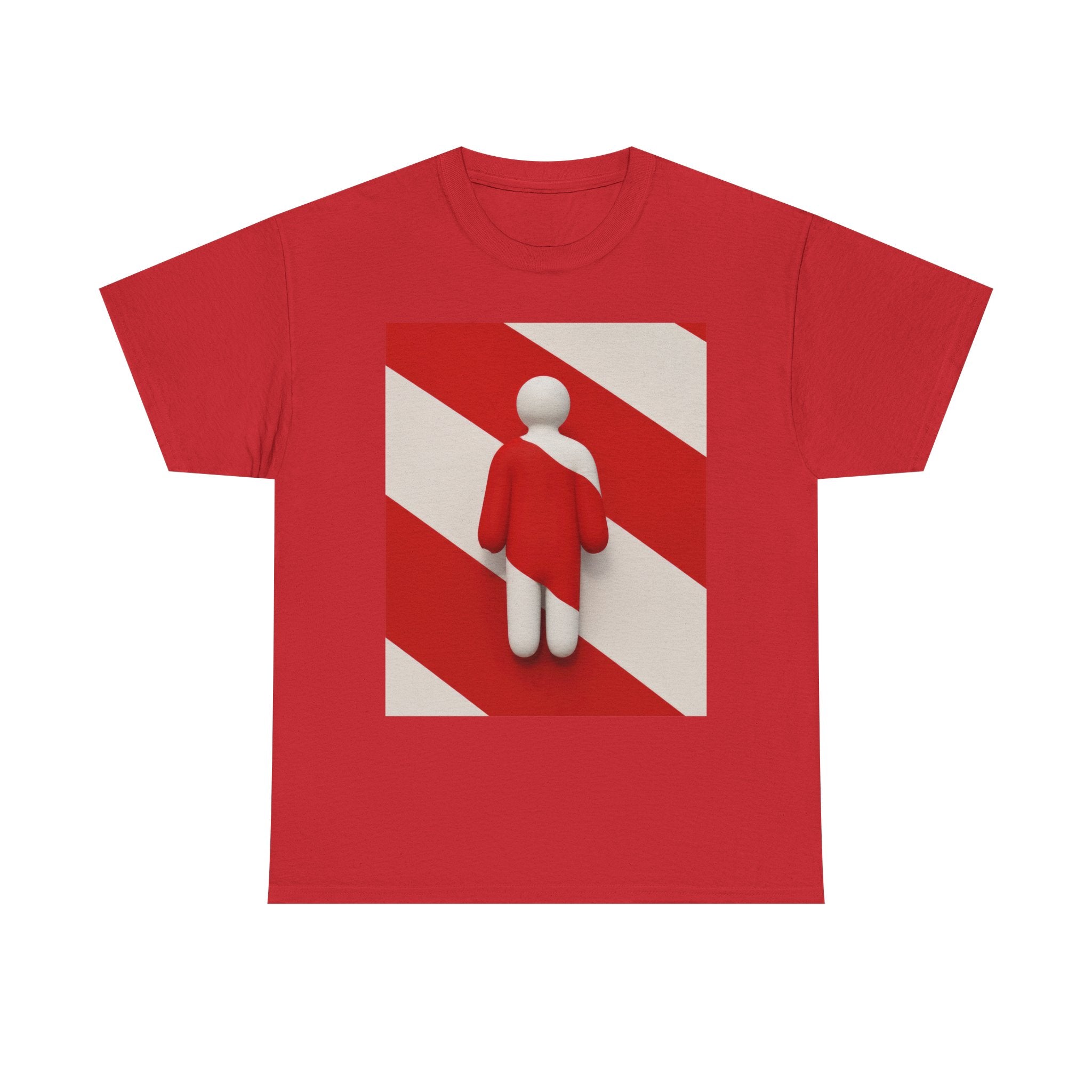 Graphic Tee — Red Striped Figure Design