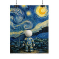Starry Night Vinyl Poster — Astronaut Figurine Art Print