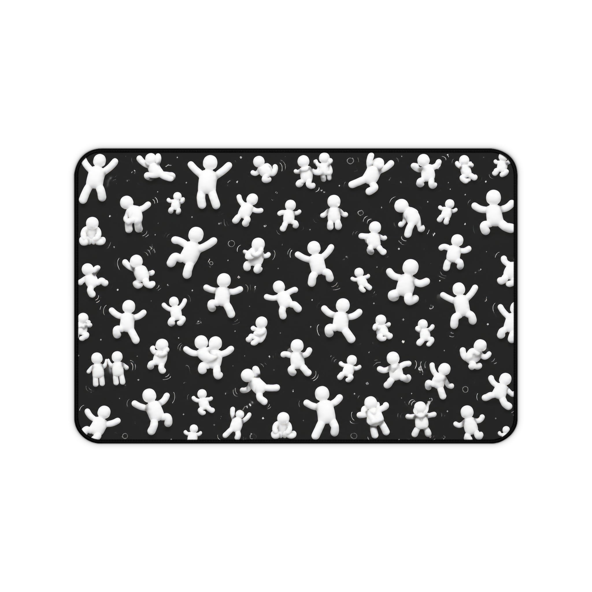 Playful Figures Black Desk Mat — Large Gaming & Office Mousepad