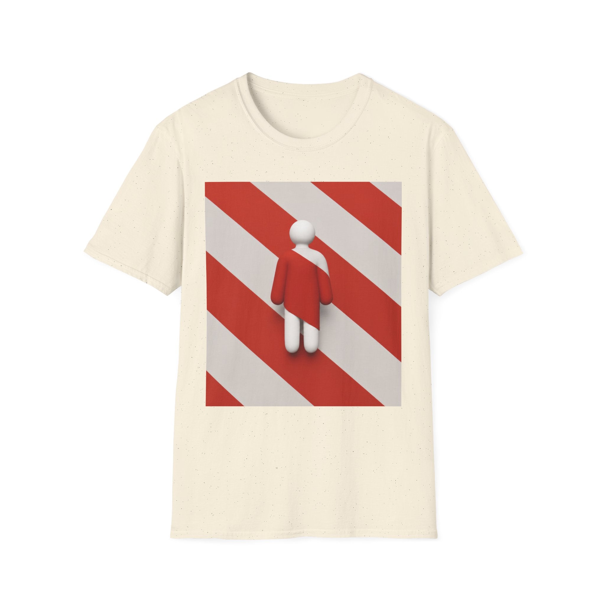 Minimalist Red Stripes T‑Shirt — Abstract Figure Graphic Tee