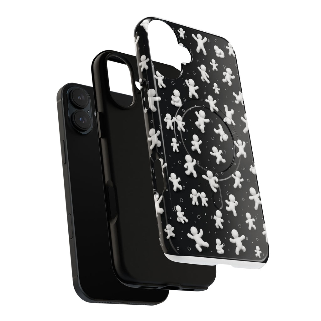 Magnetic Phone Case – Floating Gingerbread Figures on Black (Tough Magnetic)