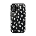 Gingerbread Pattern Tough Phone Case — Black & White Holiday Protective Cover