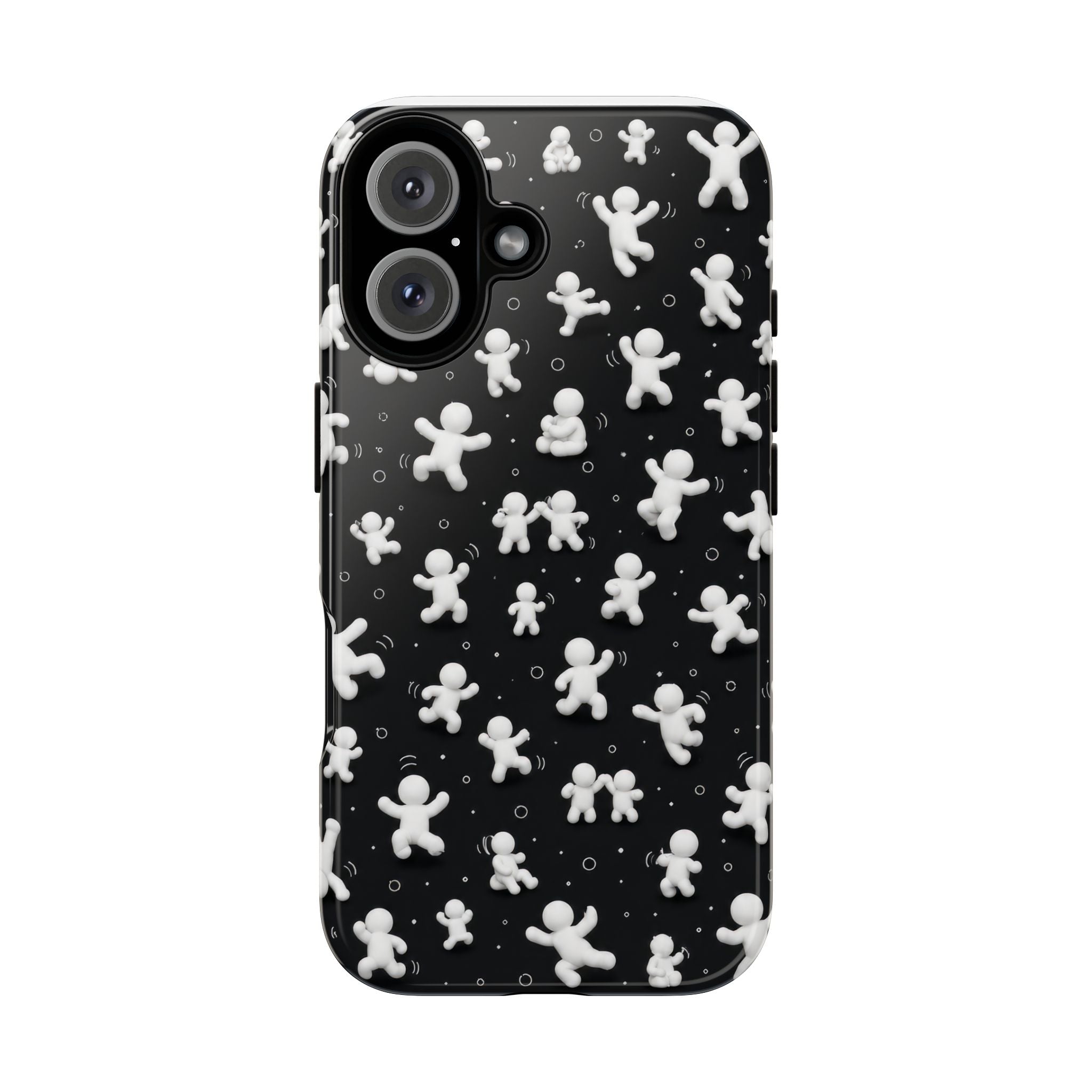Gingerbread Pattern Tough Phone Case — Black & White Holiday Protective Cover