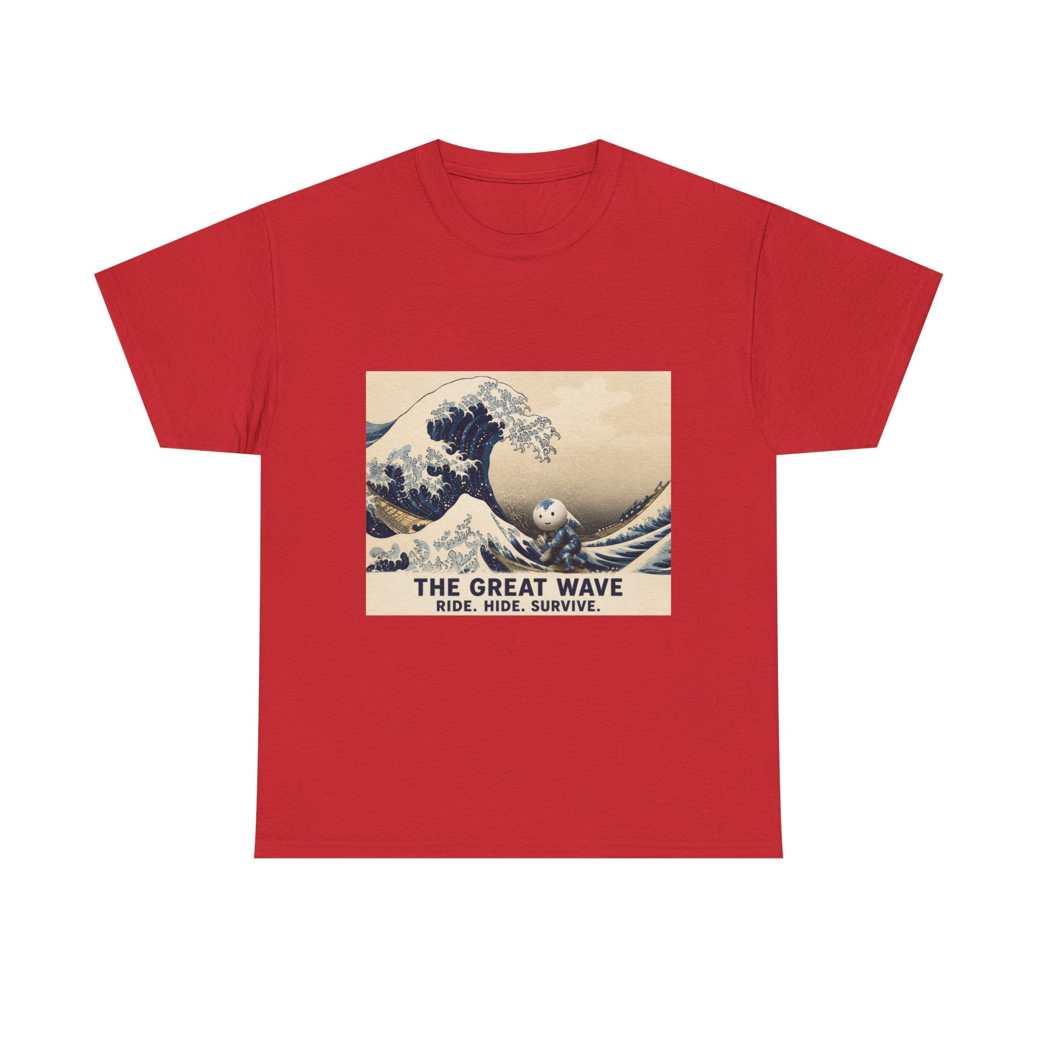 The Great Wave T-Shirt — Vintage Surf Art Tee ("RIDE. HIDE. SURVIVE.")