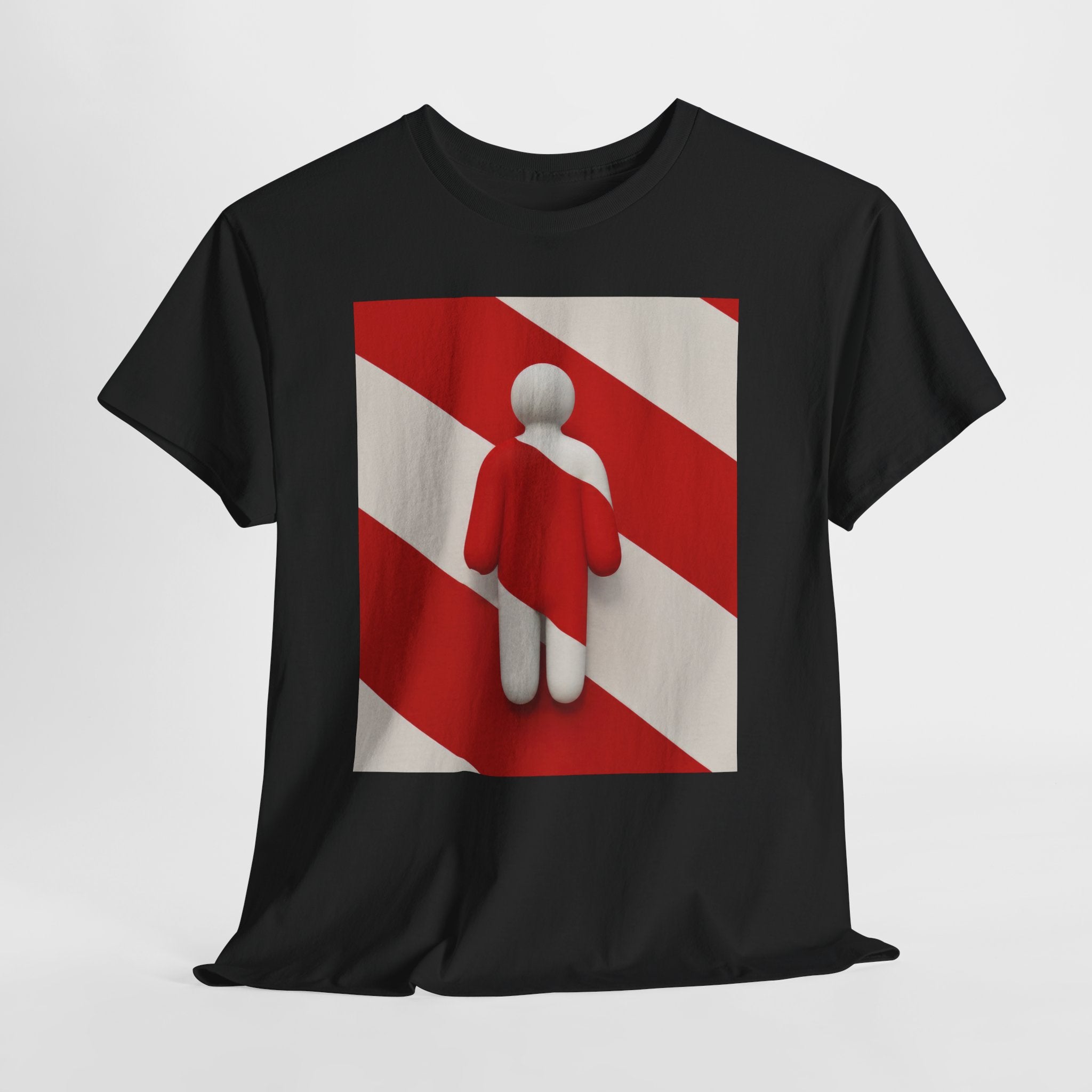 Graphic Tee — Red Striped Figure Design