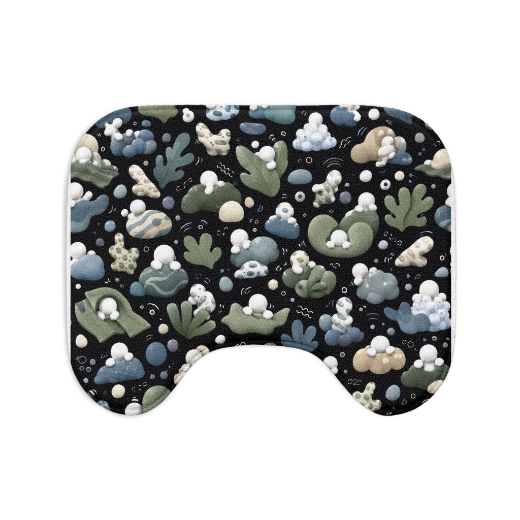 3-Piece Plush Bath Mat Set — Black Bubble People & Ocean Reef Non-Slip Bathroom Rugs