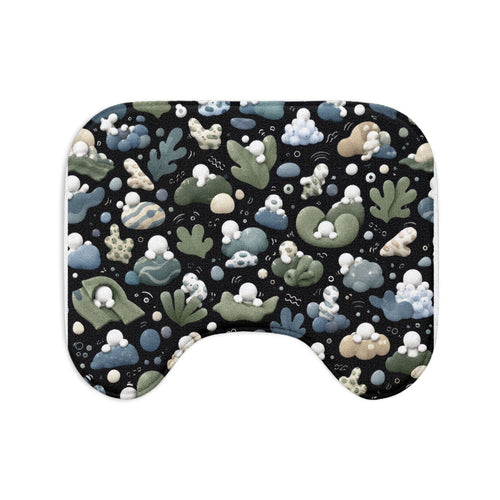 3-Piece Plush Bath Mat Set — Black Bubble People & Ocean Reef Non-Slip Bathroom Rugs