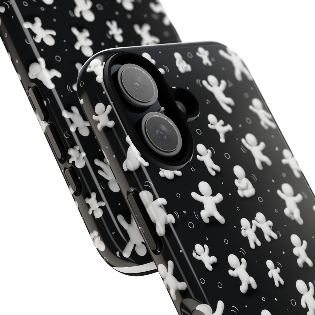 Gingerbread Pattern Tough Phone Case — Black & White Holiday Protective Cover