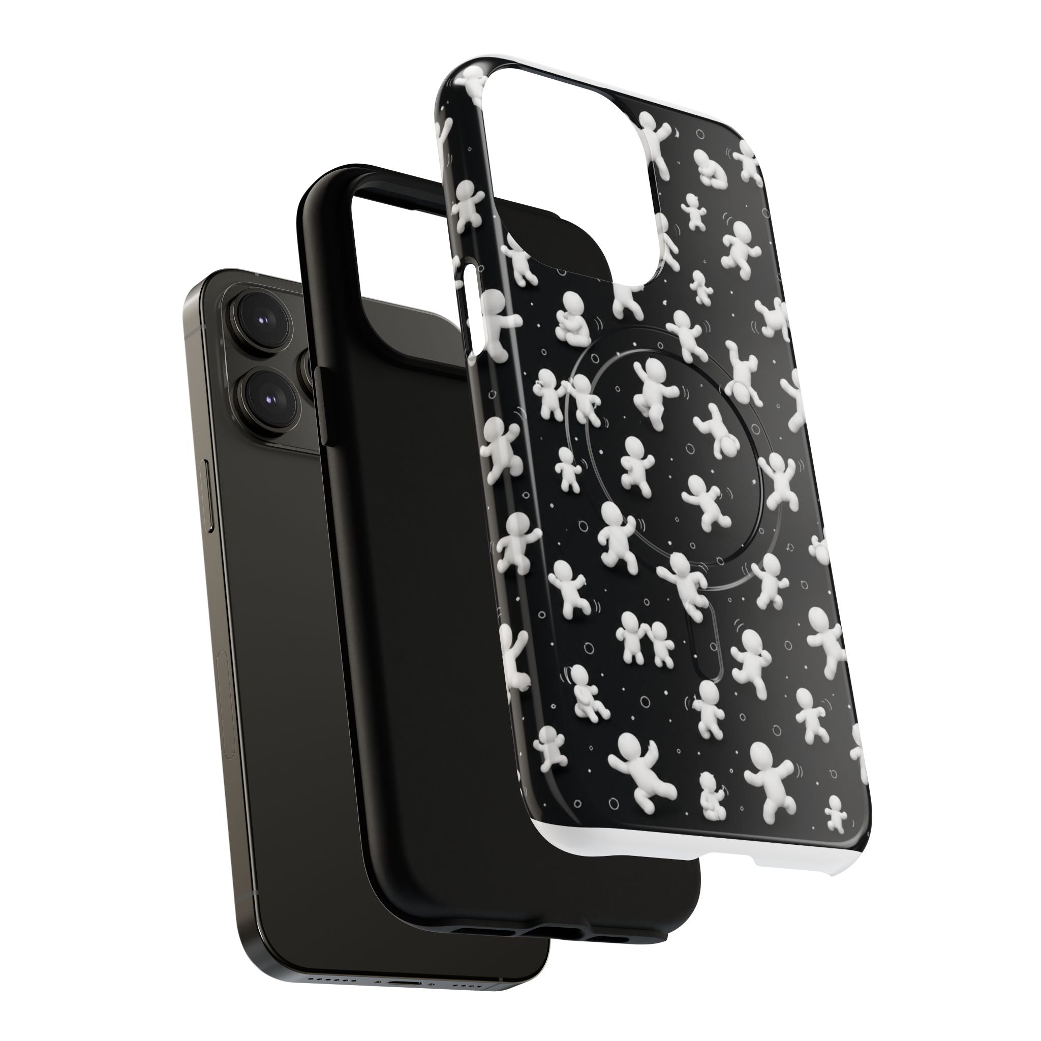 Magnetic Phone Case – Floating Gingerbread Figures on Black (Tough Magnetic)