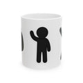 Waving Stick Figure Ceramic Mug - Funny Minimalist Icon Coffee Cup (11oz, 15oz)