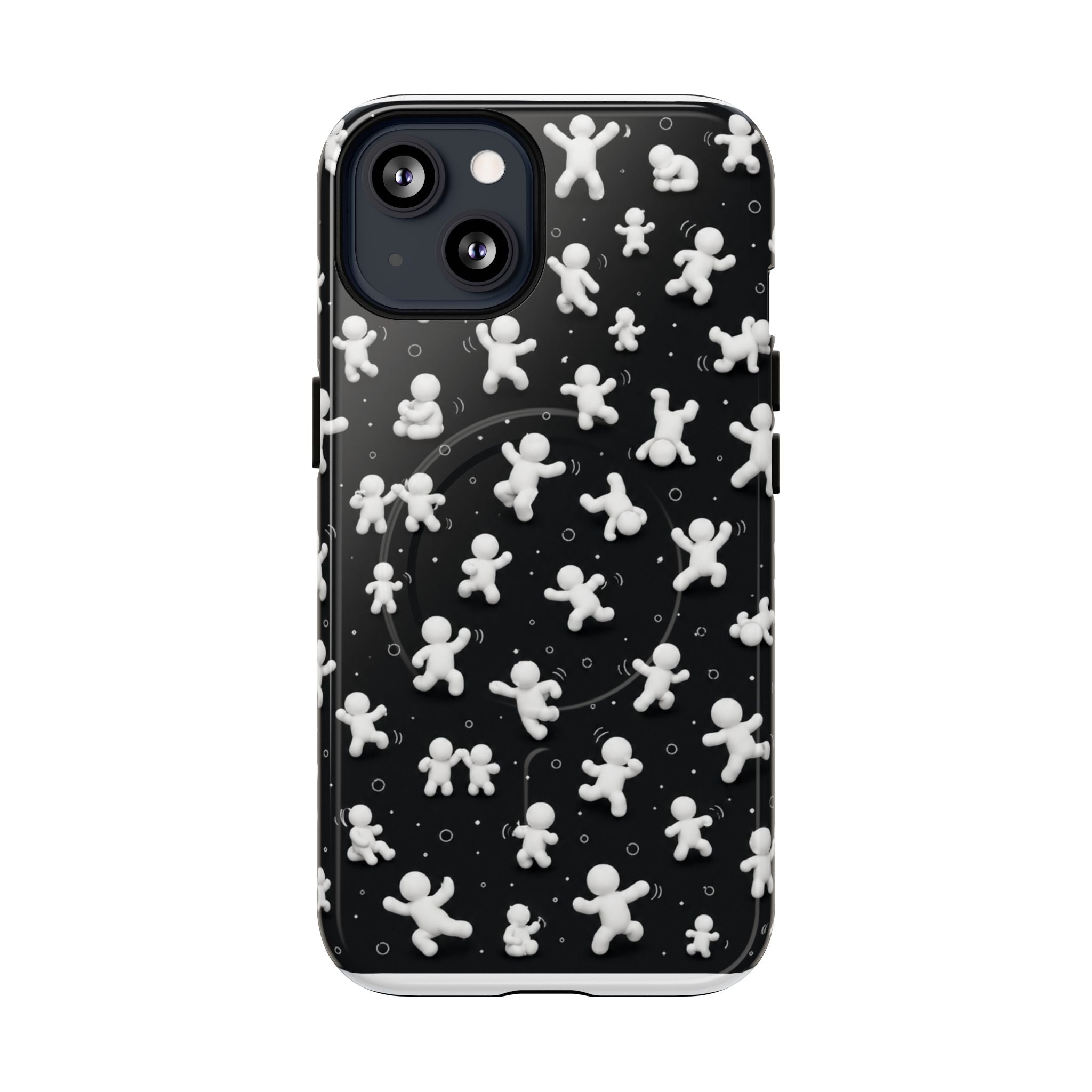 Magnetic Phone Case – Floating Gingerbread Figures on Black (Tough Magnetic)