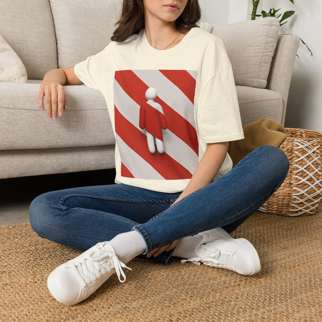 Minimalist Red Stripes T‑Shirt — Abstract Figure Graphic Tee