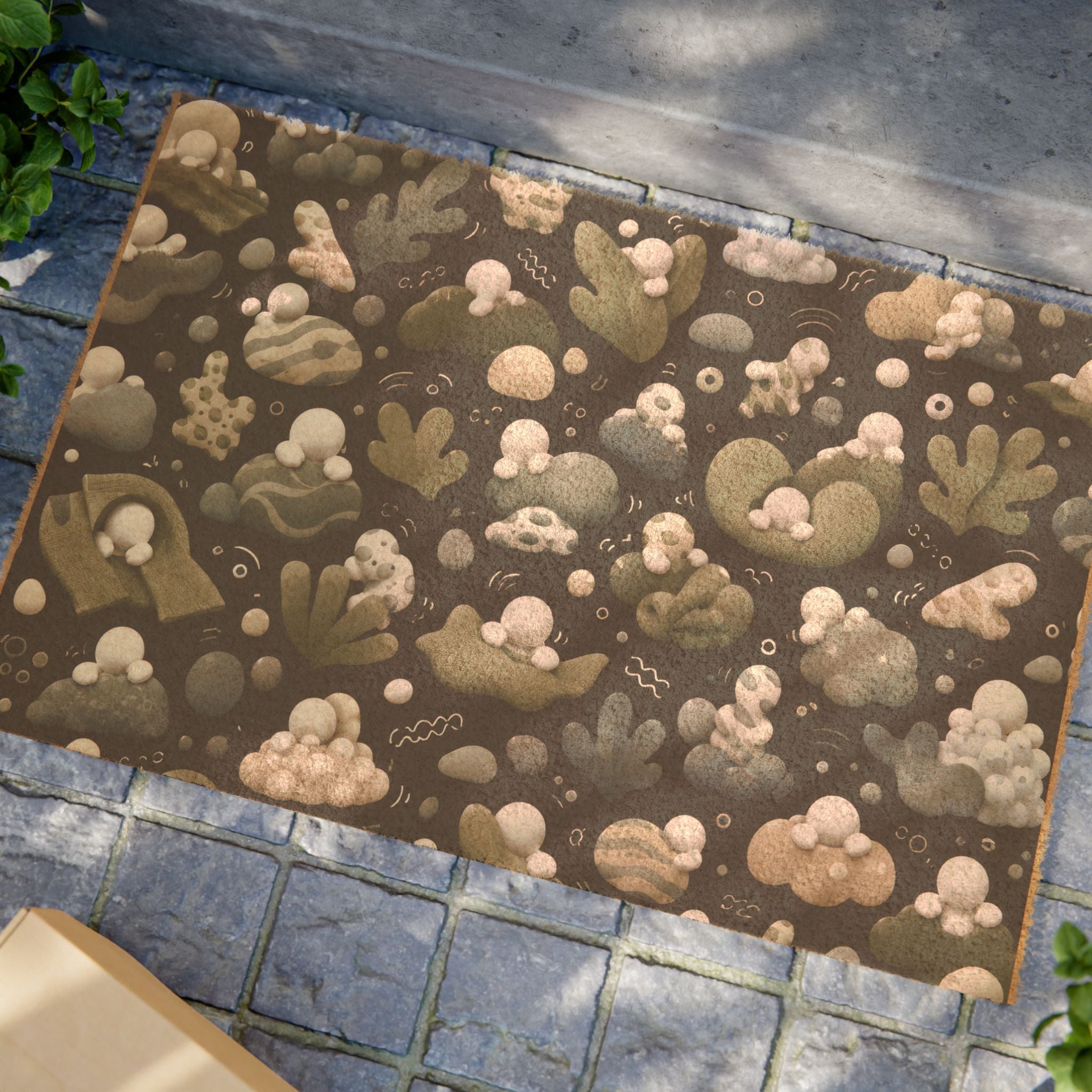 Doormat — Neutral Abstract Botanical Pattern Coir Mat