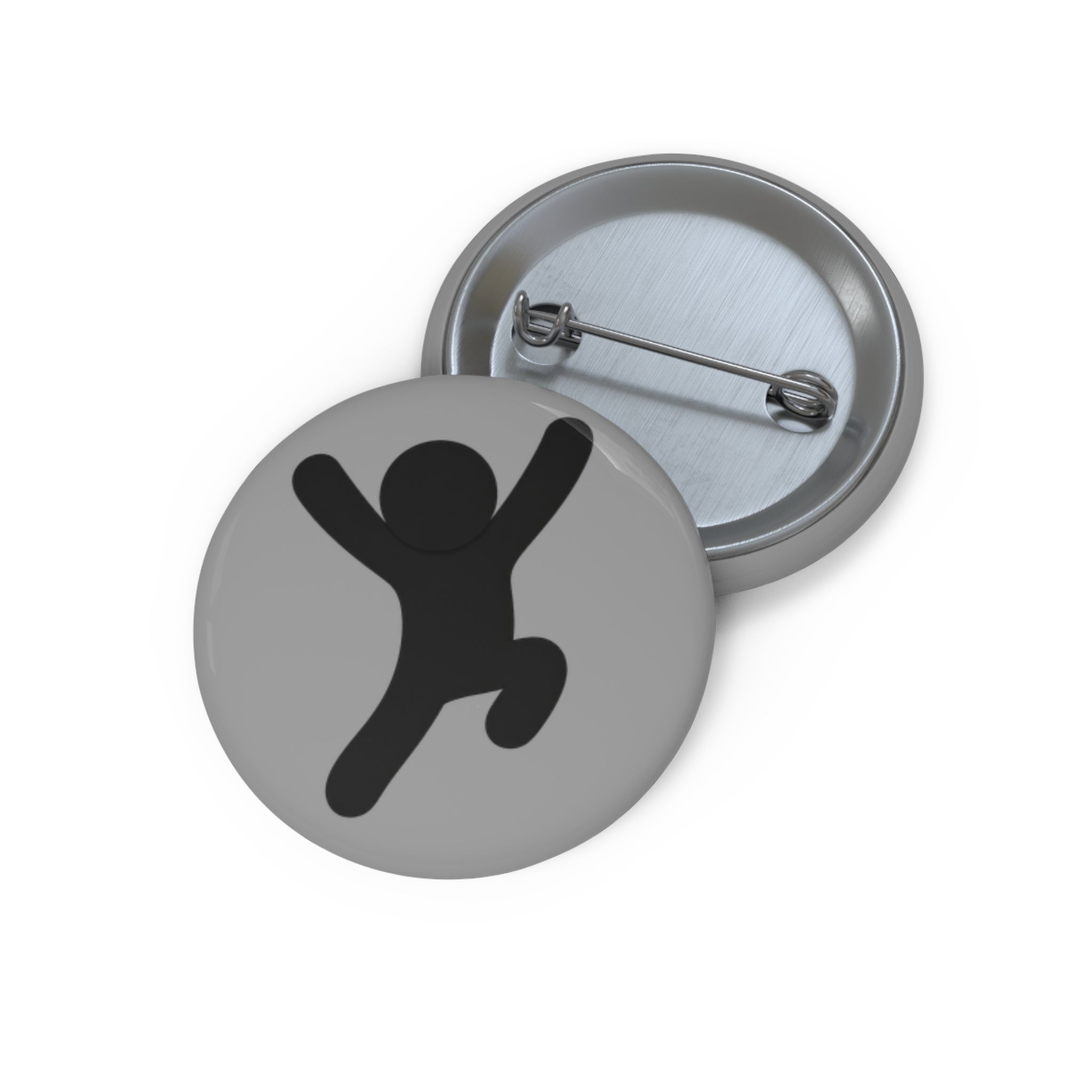 Jumping Figure Pin Button — Minimalist Black Icon Lapel Pin