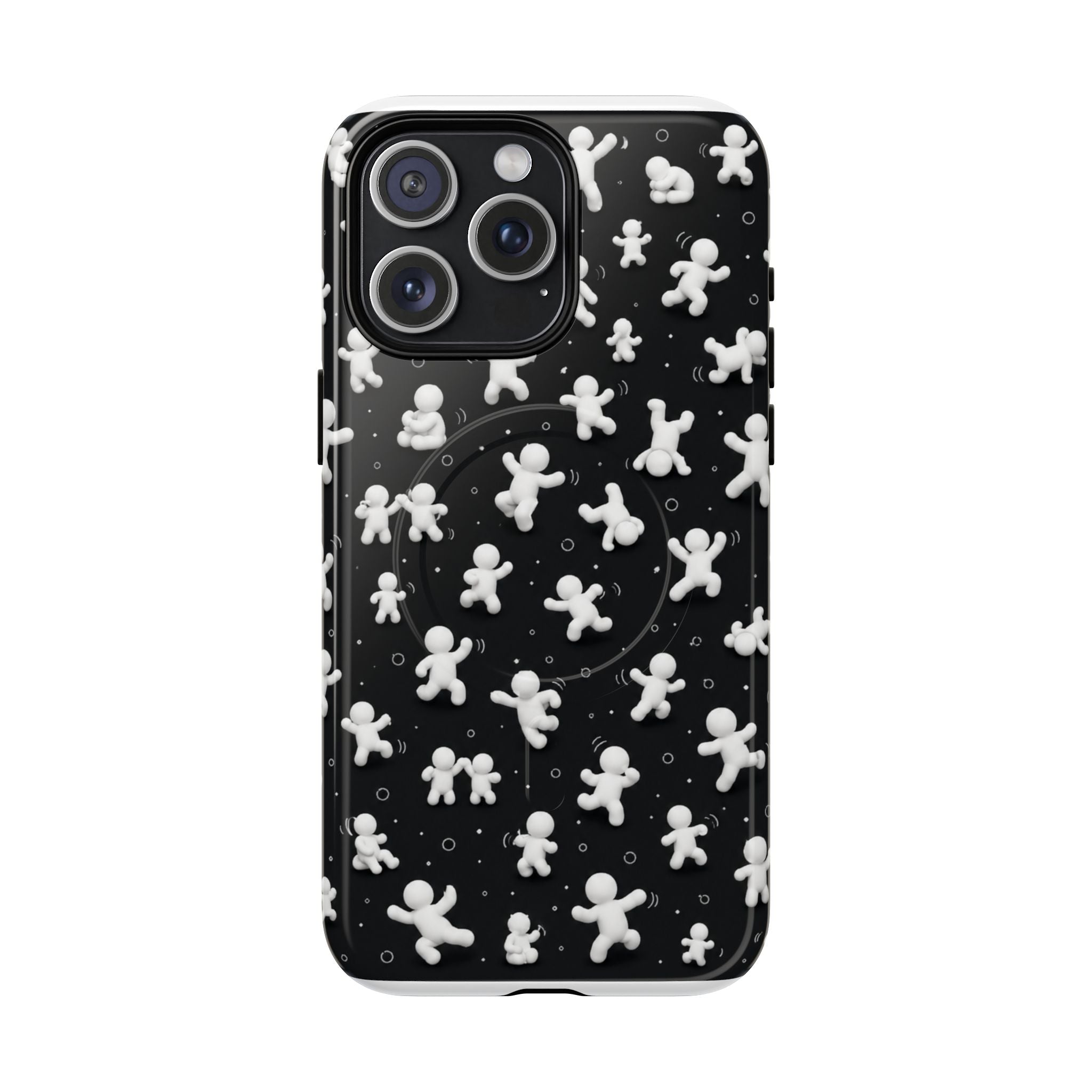 Magnetic Phone Case – Floating Gingerbread Figures on Black (Tough Magnetic)