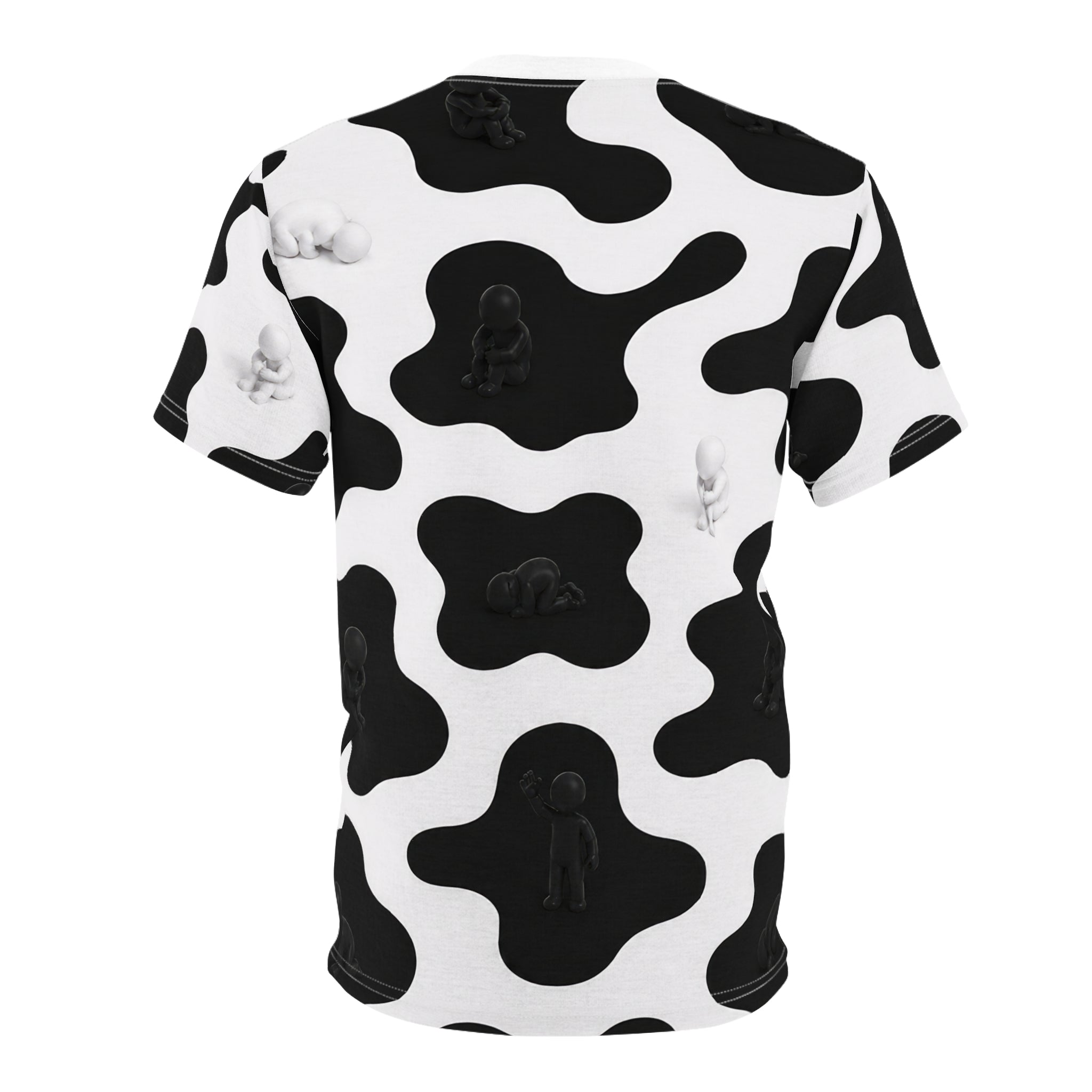 Cow Print All-Over Tee — Black & White Patterned Graphic Shirt