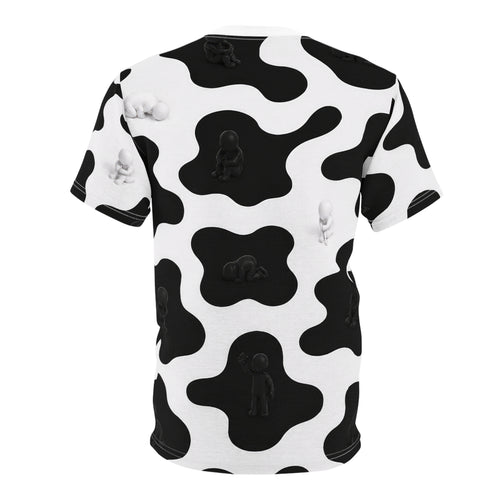 Cow Print All-Over Tee — Black & White Patterned Graphic Shirt