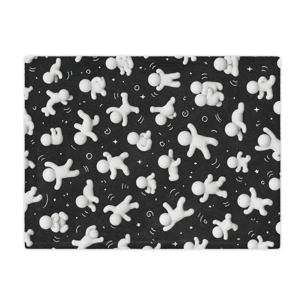 Cozy Minky Blanket — Black & White 3D Figure Pattern Plush Throw