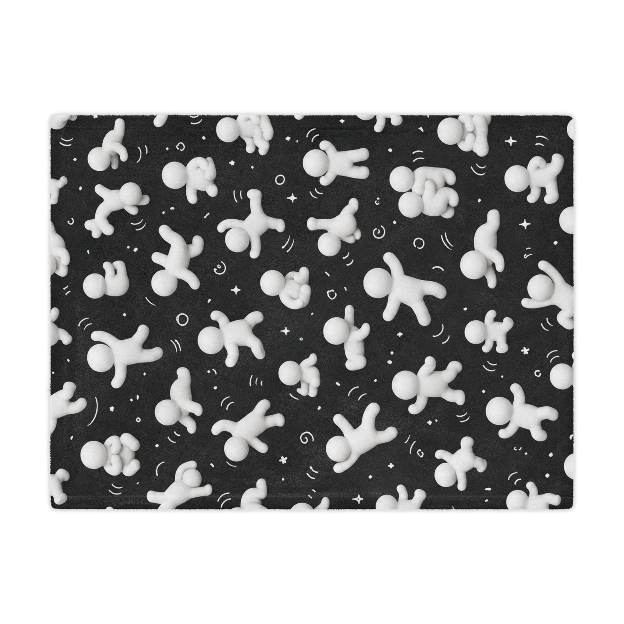 Cozy Minky Blanket — Black & White 3D Figure Pattern Plush Throw