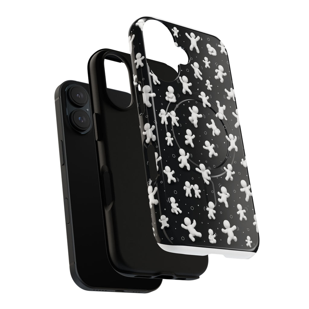 Magnetic Phone Case – Floating Gingerbread Figures on Black (Tough Magnetic)