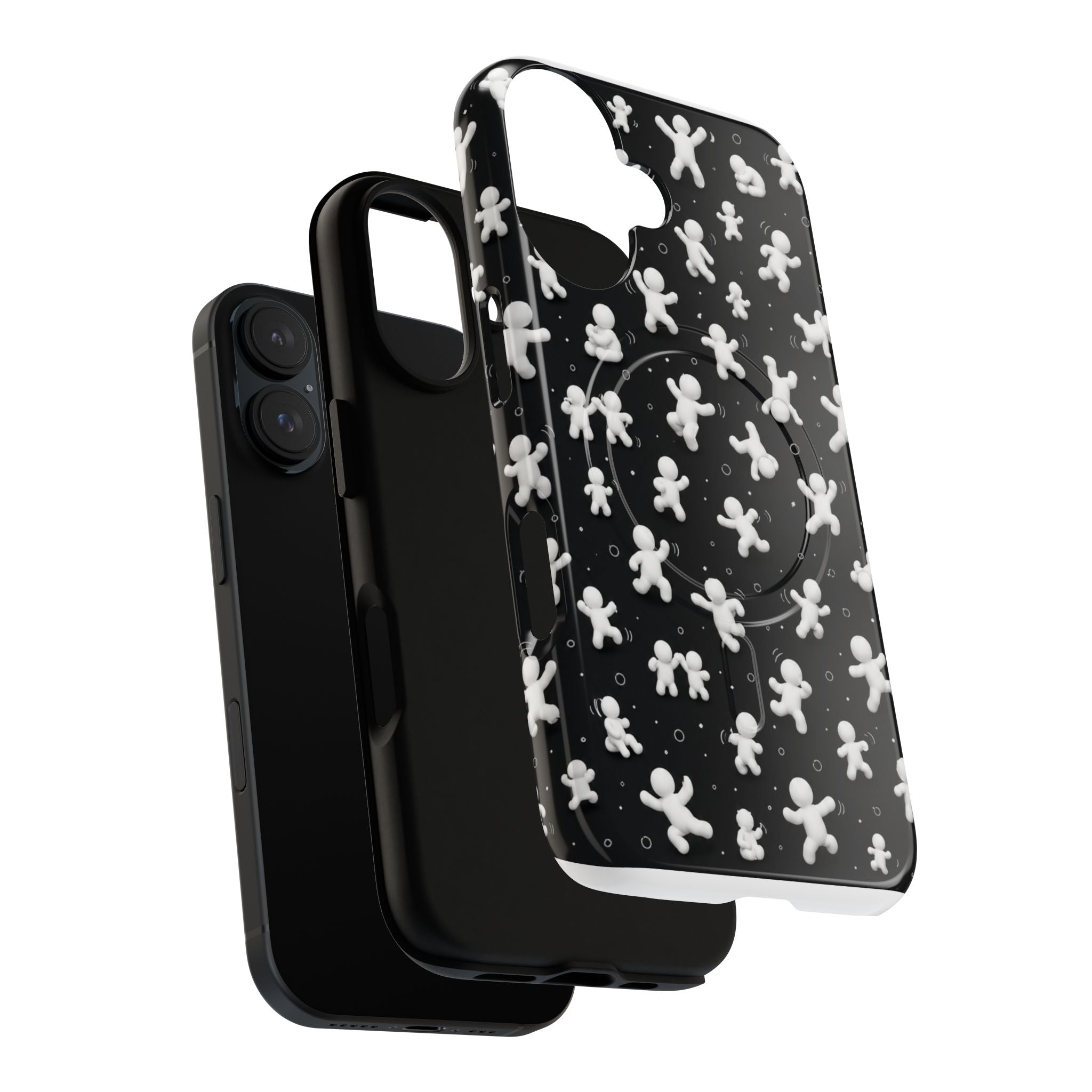 Magnetic Phone Case – Floating Gingerbread Figures on Black (Tough Magnetic)