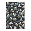 Abstract Organic Shapes Area Rug — Modern Botanical Pattern in Green & Navy
