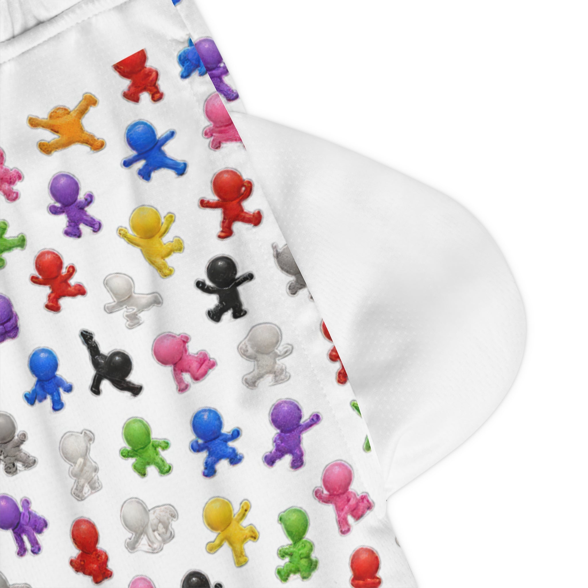 Basketball Shorts — Colorful Mini Figure Pattern Athletic Rib Shorts