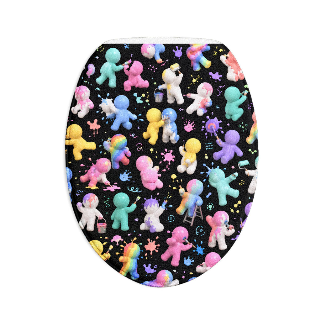 Cute Rainbow Astronaut Bath Mat Set — 3-Piece Colorful Space Plush Bathroom Rugs