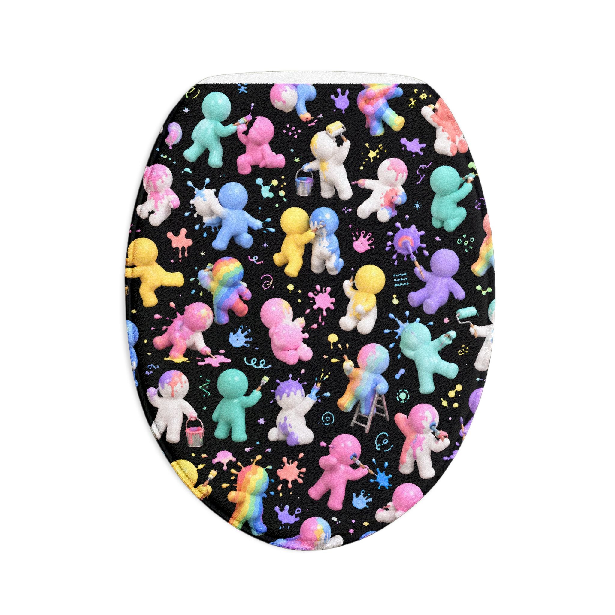 Cute Rainbow Astronaut Bath Mat Set — 3-Piece Colorful Space Plush Bathroom Rugs
