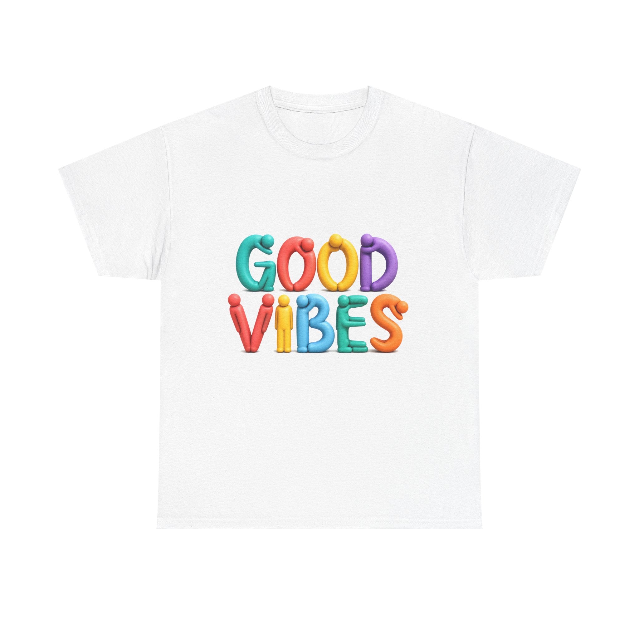 Good Vibes T-Shirt — Colorful Balloon Letter Graphic Tee