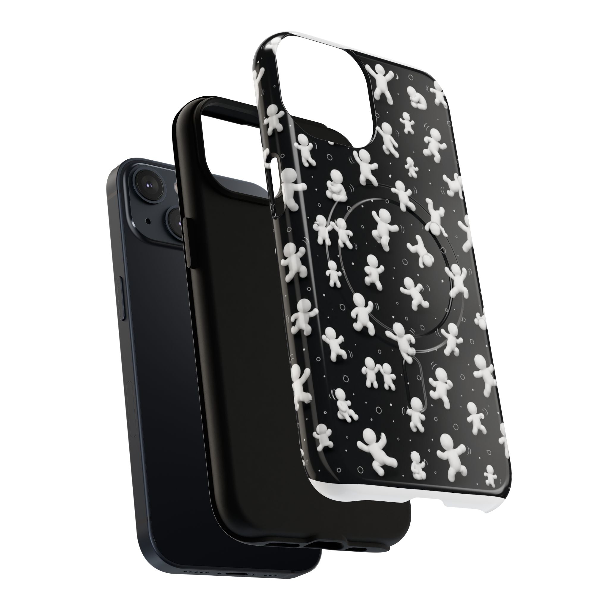 Magnetic Phone Case – Floating Gingerbread Figures on Black (Tough Magnetic)