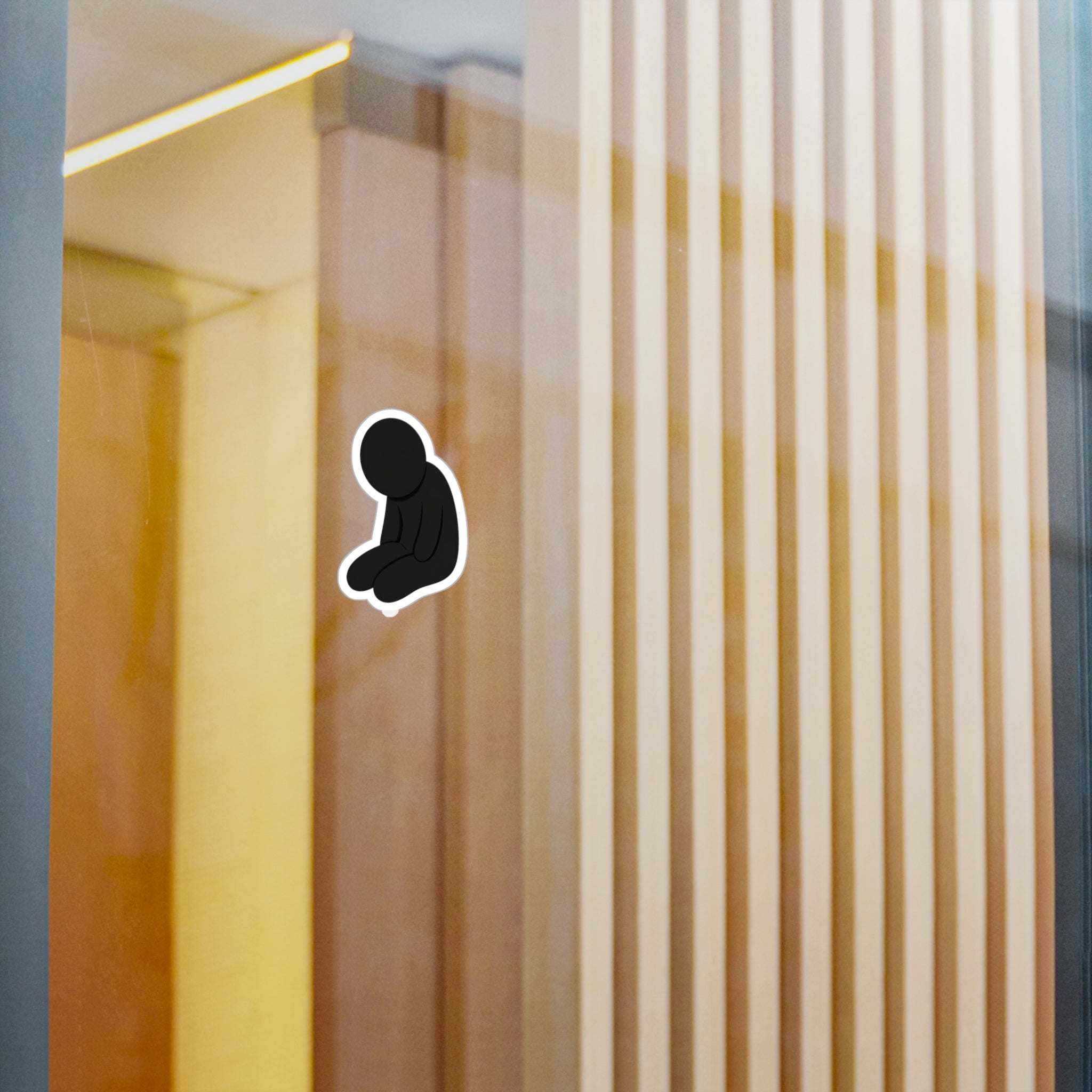 Sad Stick Figure Vinyl Sticker — Minimal Melancholy Kiss-Cut Decal