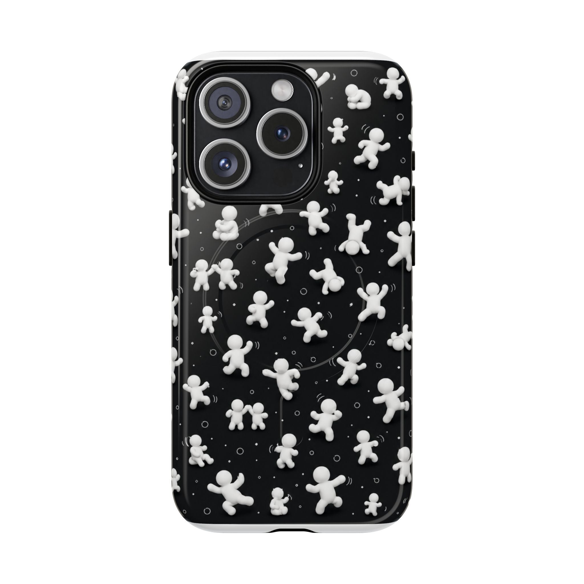 Magnetic Phone Case – Floating Gingerbread Figures on Black (Tough Magnetic)