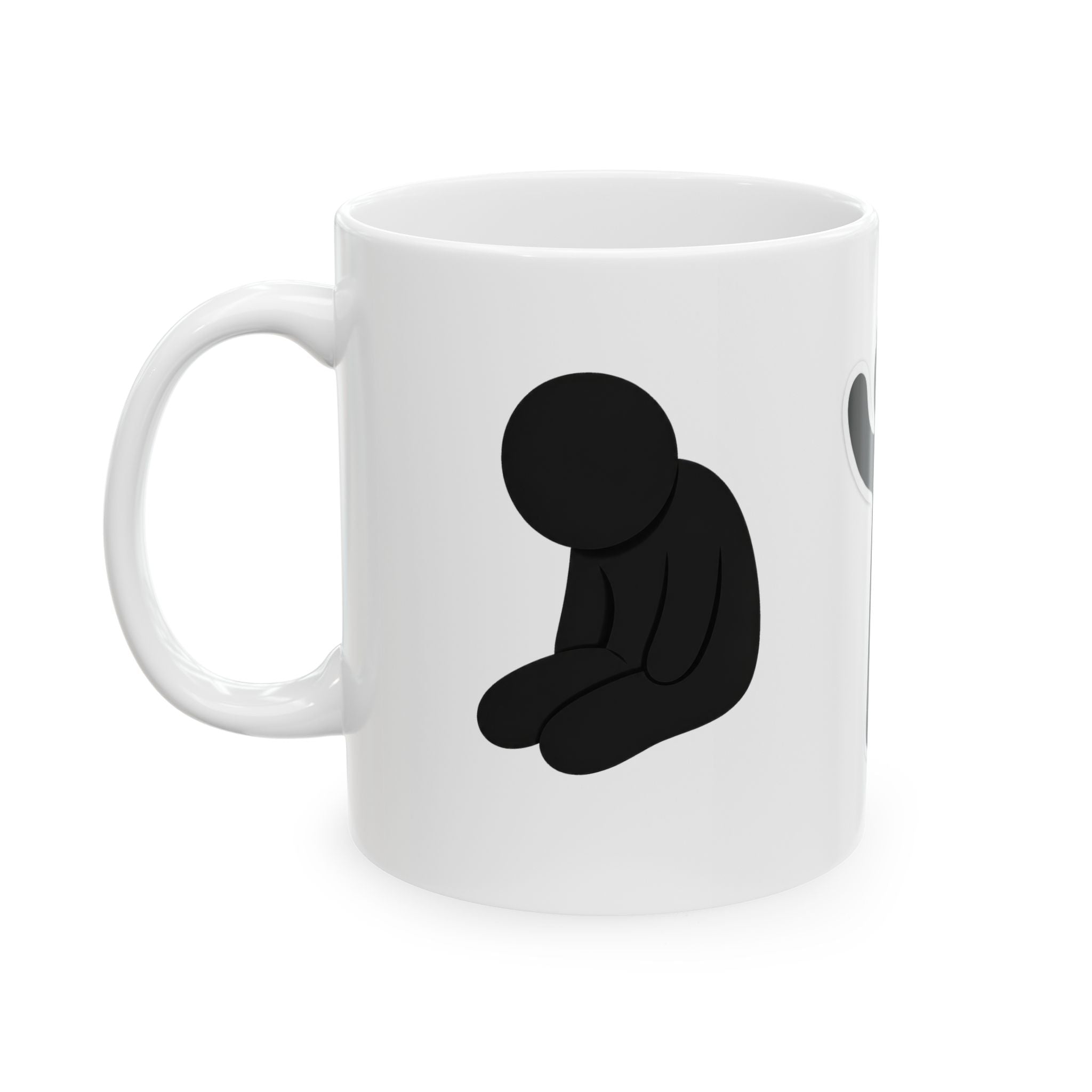 Waving Stick Figure Ceramic Mug - Funny Minimalist Icon Coffee Cup (11oz, 15oz)