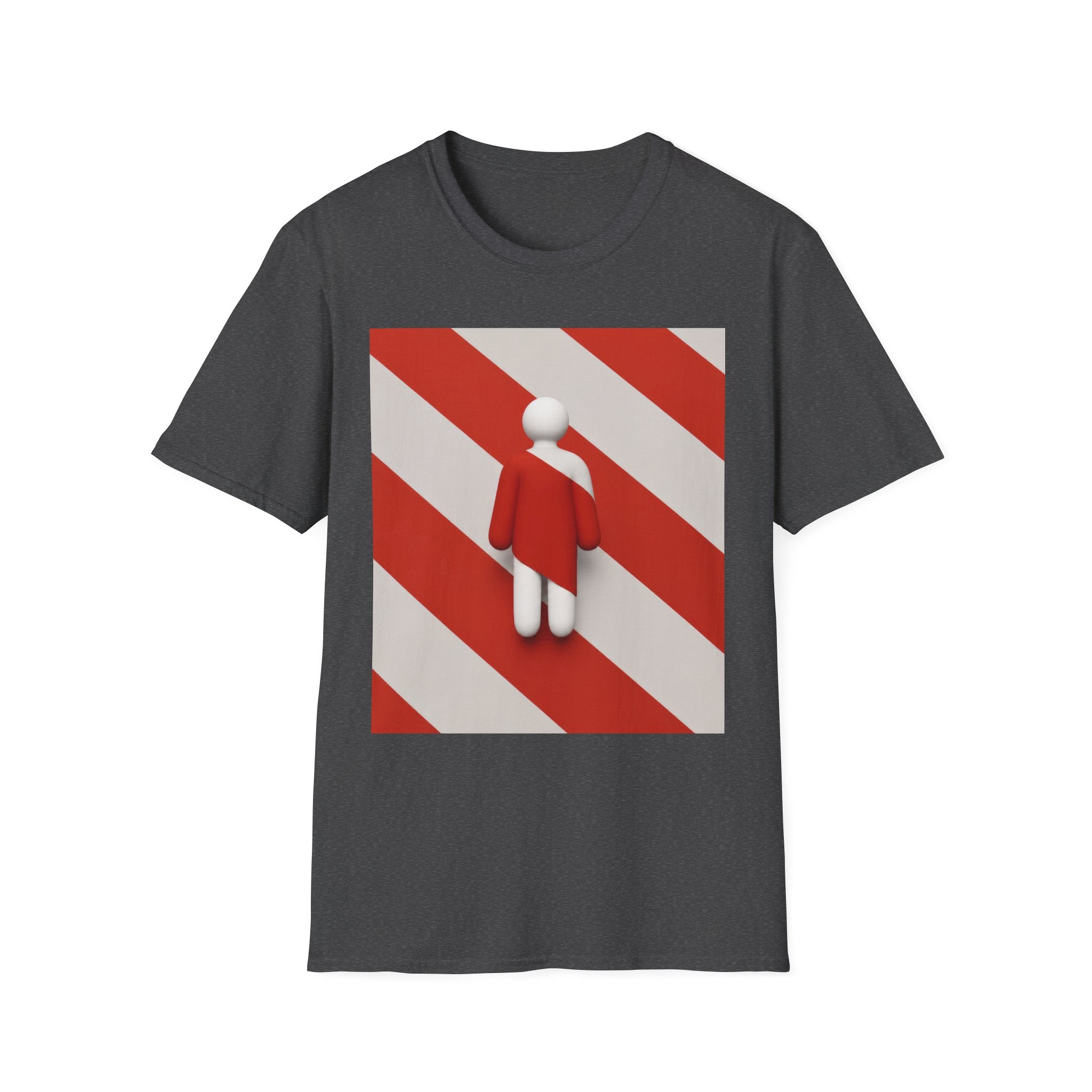 Minimalist Red Stripes T‑Shirt — Abstract Figure Graphic Tee